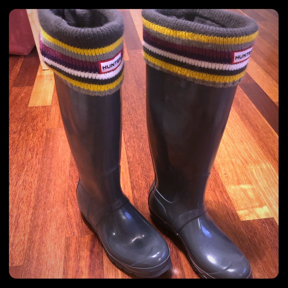 Hunter rain boots with liners - Gray size 7M/8F